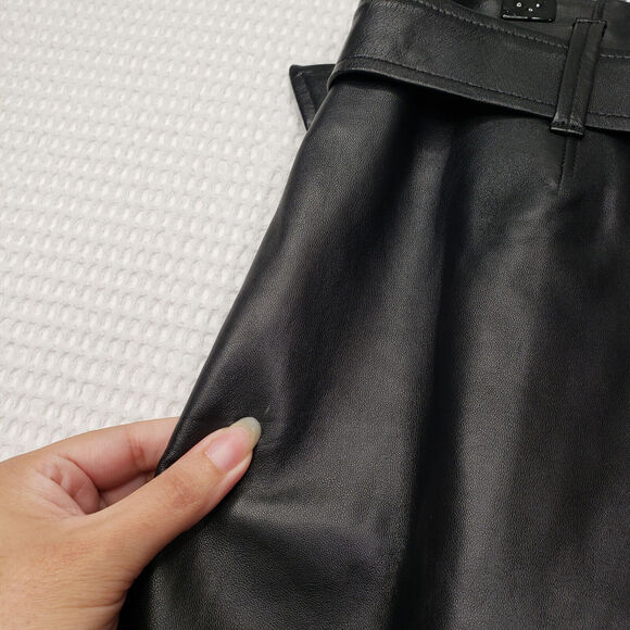 Polo Ralph Lauren Lambskin Leather Pants Womens 2 Black High Waisted Ankle Chic - Picture 10 of 16